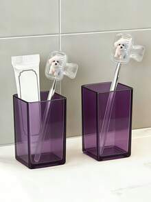 Cute Poodle Puppy Pattern Portable Toothbrush Holder Set, Suitable For Home And Travel Use. Adorable Travel Toothbrush Holder, Travel Essential, Cute Design, Fashionable Storage, Durable Protection, Toothbrush Case, Household, Oral Care Accessory. - Multicolor - View 6