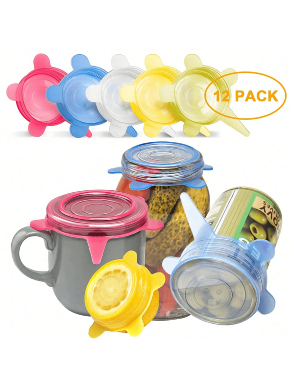 6pcs Small Expandable Durable Silicone Can Lids, Reusable Food, Fruit, Yogurt Covers, Pet Can Lids, Sealing Cups & Small Bowls