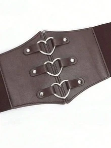 1 chiếc thắt lưng corset da màu tối cỡ lớn dành cho nữ, khóa kim loại phong cách Punk, thích hợp cho các lễ hội âm nhạc, Halloween và các buổi tiệc. - Cà phê nâu - Xem 3