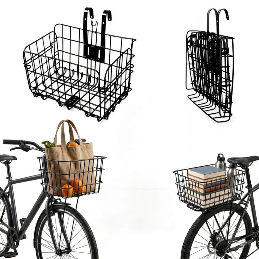 Vmingo Bicycle Basket Folding Rack Steel Mesh Basket