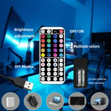3-100ft RGB LED Strip Lights, App And 44-Key Remote Control, Music Sync Color Changing Light Strip With Timer Function, Adjustable Brightness, Suitable For Bedroom, Game Room, Home Decor, Kitchen, Living Room, Party Decoration And More DIY Modes - 3535RGB - 查看 3