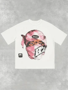 Face Covered With A Pink Scarf Symbolizing Inner Strength And Feminine Rebellion, Conveying Creative Energy And Freedom. Modern And Comfortable Women's T-Shirt For Everyday Wear. - White - View 1