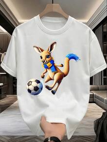 Men's Short-Sleeved T-Shirt, Officially Licensed For The World Cup, Solid Color Print, Summer Wear, Casual, Versatile, Sporty, Quick-Drying, Slim Fit, Loose, Breathable, Mesh, Anniversary Or Birthday Gift. - 白色 - 查看 1
