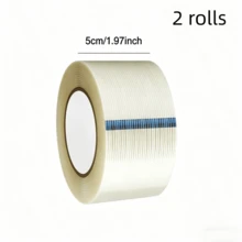2pcs High Toughness Double-Sided Striped Fiber Tape, Strong & Tear-Resistant Transparent No-Trace Tape For Sealing, Packing, Heavy Duty Fixing, Appliance Repair, Crack Prevention, Multi-Purpose Industrial Tape - A-White - View 13