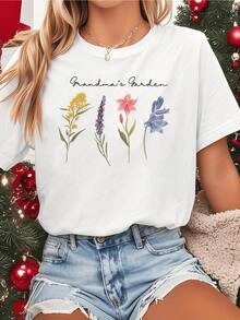 Colorful Flowers Representing Serenity And Connection With Nature In A Garden Full Of Life And Harmony. Comfortable Casual Women's T-Shirt For Everyday Wear. - 白色 - 查看 6