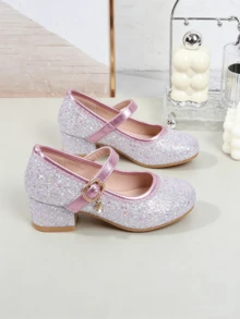 2026 Spring/Autumn New Sequin Princess Shoes For Girls, Soft Bottom Low Heel Little Girl Performance Shoes, Flower Girl Dress Shoes - Mauve Purple - View 13