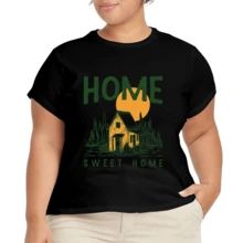 Camiseta Holgada Plus Size para Mujer con Manga Corta - Negro - Ver 2