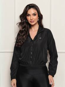 Women's Microfiber Jacket, Water Resistant And UV Protected, Black - Versatile, Comfortable, Stylish, Fitness & Gym, Black - 黑色的 - 查看 4
