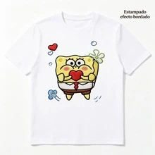 Playera Bob Esponja Cute Corazón, Diseño para Fans - Blanco - Ver 1