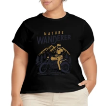 Camiseta Holgada Plus Size para Mujer con Manga Corta - Negro - Ver 2