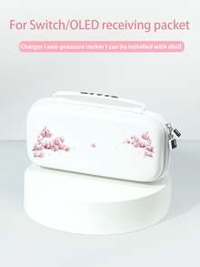 1pc Pink Floral Magnolia Pattern Protective Case For Nintendo Switch OLED/Switch NS, Switch Console Carrying Case, Battery Extender Version Accessories, Best Gift For Switch Players - Multicolor - View 7