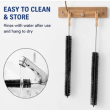 2pcs Multi-Functional Dryer Vent Cleaning Brush Set, Stainless Steel Dryer Vent Lint Brush, Manual Lint Brush, Flexible Fridge & Dryer Lint Collector Brush - Black - View 8