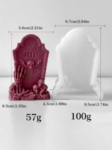 Khuôn silicon hình bia mộ và nhà ma Halloween, 3 khuôn hình bộ xương và nhà ma kiểu Gothic, chống dính, dùng cho nến sáp đậu nành và đồ thủ công bằng nhựa. - khuôn - Xem 8