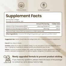 Miriyalyad Corefeel Vitamina D3 K2, 5000 mg de D3 y 100 mcg de K2, 300 cápsulas blandas, suplemento 2 en 1 de vitamina D y K con aceite de coco, favorece la absorción de calcio y la salud ósea, fácil de tragar. - 1 pieza - Ver 4