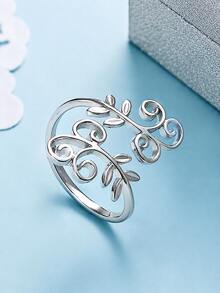 1pc Elegant Leaf-Shaped Ring, Suitable For Teenage Girls As Birthday Gift, Party Accessory Or Daily Decoration - Silver - View 6