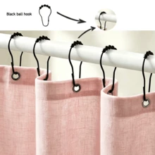 1pc Pink Faux Linen Texture Shower Curtain, Modern Minimalist Style Faux Linen Shower Curtain, Thickened Opaque Waterproof Bathroom Wet/Dry Separation Curtain (Daily Home Use/Hotel Apartment/All Seasons) - Pink - View 6