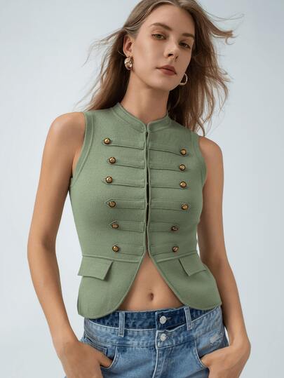 HZXVIC Nuevo top de punto sin mangas con diseño anudado, casual de verano para mujer