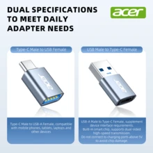 Adaptor Antarmuka Acer dengan USB 3.2 untuk Performa Transfer yang Optimal, Opsi USB-A/USB-C, Casing Paduan Logam, Tekstur Matte, Ringkas dan Ringan, Mudah Dibawa - Grey - View 4