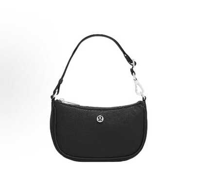  Lululemon City Essentials 1L Adjustable Shoulder Strap Nylon Mini Tote/Shoulder Bag For Women, Black