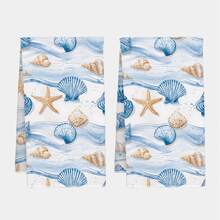 2pcs Summer Blue Ocean Shell Pattern Kitchen Towels, Soft Polyester Material Dish Cloths, Suitable For Kitchen Decor, Cleaning, Holiday Party Decoration, Kitchen & Bathroom Essentials, Home Decor, Housewarming Gift - Multicolor - View 10