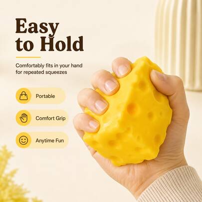 New Cute Cheese Squeezing Toy For 2026, Innovative Soft Cheese Squeezing Accessories, Square Cheese Squeezing Toy, Slow Rebound Stress Relieving Toy, Large Soft Squeezing Cheese Blocks, Adult Trick Gifts, Adult Stress Relieving Sensory Toys, Cute Back To School/Office/Classroom/Home Supplies, Suitable For Festival Gifts