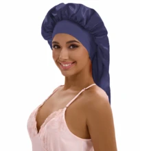 ZTZI Women's Extra Long Hair Bonnet, Elastic Wide Band Sleep Cap For Hair Care, Anti-Frizz Bonnets, Solid Color Casual Polyester Bonnet For Home Use, All Seasons - BC Color Matching Elastic 9008 - View 26