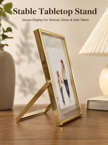 Metal Floating Glass Photo Frame, Transparent Glass Tabletop Picture Display Frame, Suitable For Wedding, Anniversary And Home Decor Gifts - A - View 5