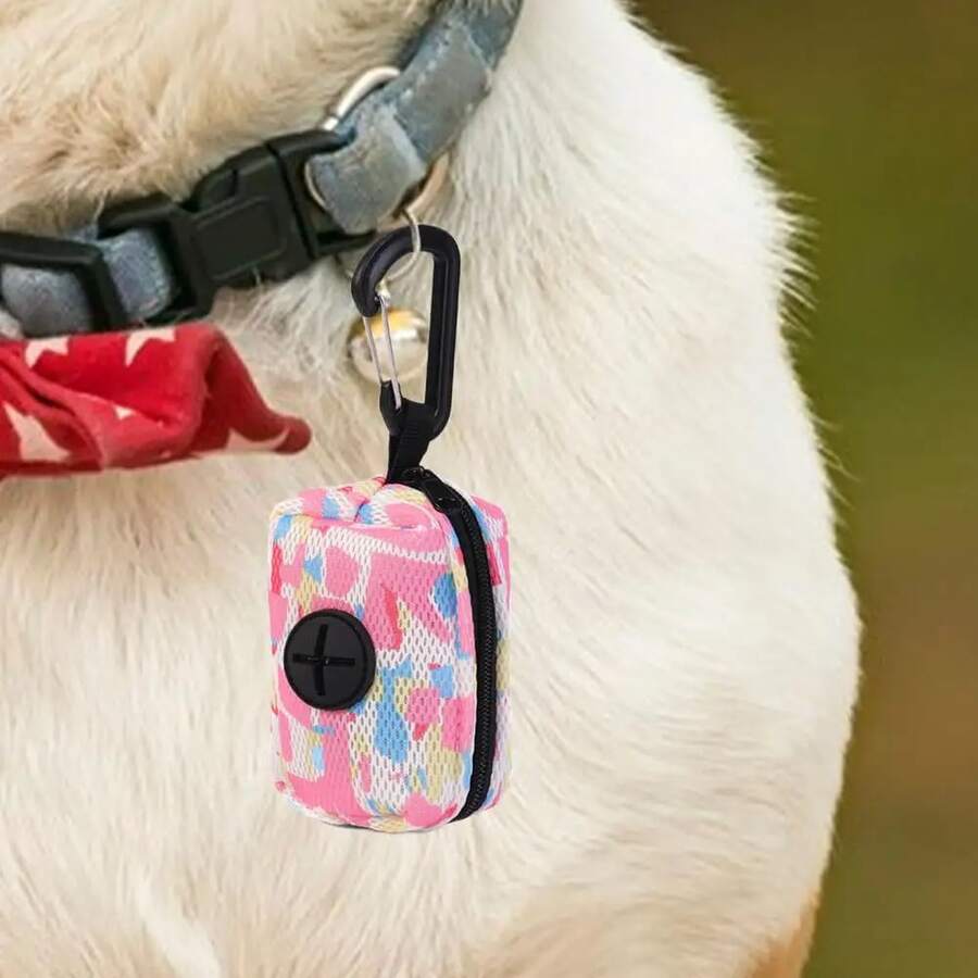 1pc Abstract Design Cute Pet Waste Bag Dispenser, Without Waste Bags, Compatible With Any Dog Leash - Multicolor - View 1