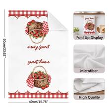 2pcs Minimalist Daily Kitchen Strawberry Pattern Kitchen Towels, Soft Polyester Material Dish Cloths, Suitable For Kitchen Decor, Kitchen Cleaning, Holiday Party Decoration, Kitchen & Bathroom Essentials, Home Decor, Housewarming Gift - Multicolor - View 5