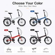 20-Inch Folding Bicycle, High-Strength Carbon Steel Shock-Absorbing Frame, Rack, Fender, 4 Bright Colors, Commuter Bike For Campus, Work, Gift - Black - View 6