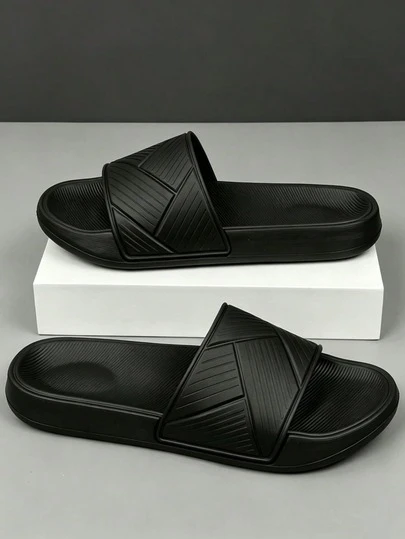 Cómodas zapatillas de suela gruesa para hombres, aptas para baño, hogar, interior, verano, playa y uso al aire libre, fabricadas en material EVA