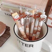 3pcs/6pcs Cartoon Cute Erasable Ballpoint Pen With Eraser, Blue Ink, Comes With 1 Random Color Eraser As Gift - A - View 2