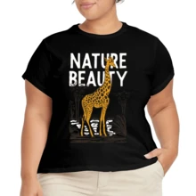 Camiseta Gráfica para Mujer Talla Grande con Cuello Redondo y Manga Corta - Negro - Ver 2
