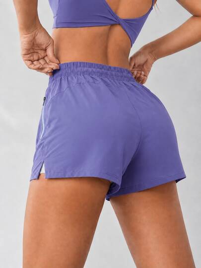  Veidoorn 1pc Women's Outdoor Breathable Sports Shorts, Loose Fit Style Suitable For Running, Fitness And Training