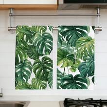 2pcs Minimalist Daily Monstera Leaf Pattern Kitchen Towels, Soft Polyester Material Dish Cloths, Suitable For Kitchen Decor, Cleaning, Holiday Party Decoration, Kitchen & Bathroom Essentials, Home Decor, Housewarming Gift - Multicolor - View 1