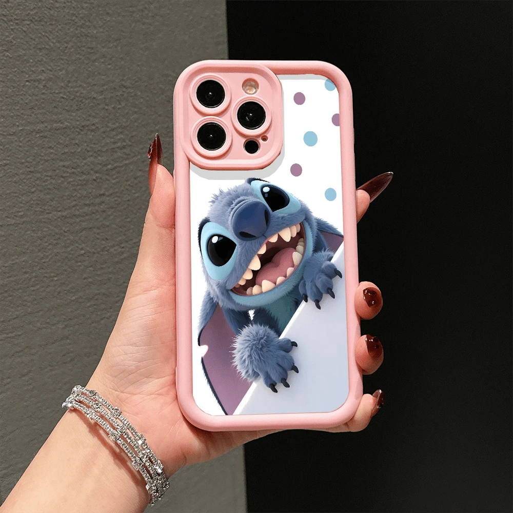 Disney Lilo & Stitch Phone Case, Protective Cover. Compatible With IPhone 17, 16, 15, 14, 13, 12, 11 Pro Series And Galaxy S22, S23, S24, S25 Models, Featuring A 3D Plush-Style Stitch Peeking Over The Edge With Polka Dot Accents, Ideal For Birthdays, Holidays, Anniversaries, Graduation Gifts, Or Any Special Occasion. - Màu Đỏ Sâu - Xem 1
