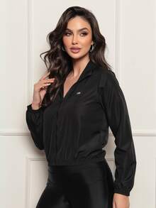 Women's Microfiber Jacket, Water Resistant And UV Protected, Black - Versatile, Comfortable, Stylish, Fitness & Gym, Black - 黑色的 - 查看 5