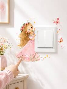 2/3pcs Fairy Princess Butterfly Light Switch Stickers, Removable Waterproof Damage-Free Wall Decals, Suitable For Bedroom Apartment Decoration - Butterfly Elf Switch Sticker - View 10