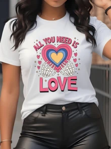 Multicolored Hearts Held By Bone Hands Symbolize The Union Between Life And Eternal Love In A Vibrant Artistic Expression. This Modern, Comfortable, Casual Women's T-Shirt Is Perfect For Everyday Wear. - 白色 - 查看 6