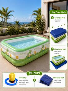 1pc Large Adult Family Inflatable Swimming Pool, Durable PVC Ground Inflatable Pool, Spacious Leisure Design, Easy Installation Portable Paddling Pool, Suitable For Backyard Garden Patio Lawn, Outdoor Summer Cooling, Water Games, Pool Party, Holiday Gift - A - View 10