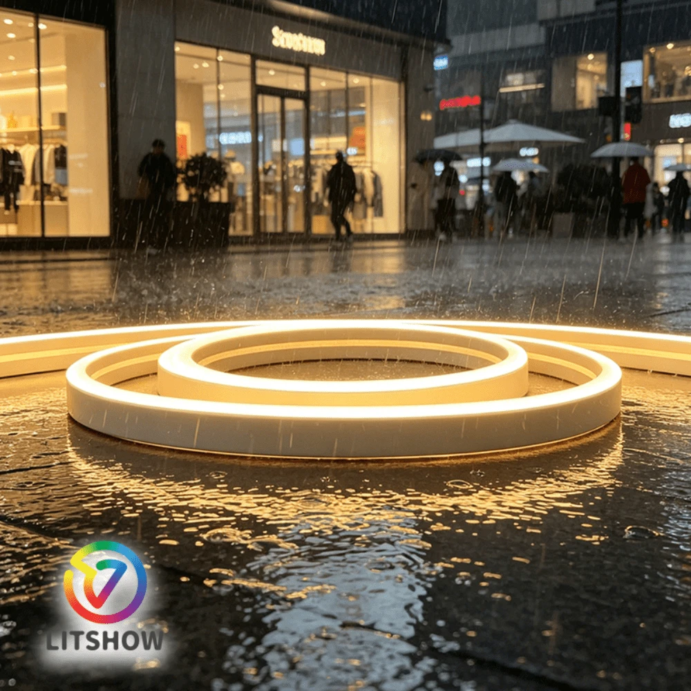 LITSHOW 暖色调霓虹LED灯条，IP67防水，电池盒供电（不含电池），明亮无眩光无缝，适用于艺术创作、派对、舞台、角色扮演、家居装饰 - 暖光/3000K - 查看 1