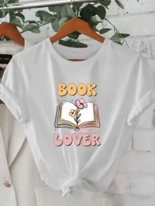 Open Book With Flowers Symbolizing A Love Of Reading And Creativity, Perfect For Women Who Enjoy Expressing Themselves Through Art. A Comfortable, Modern, Casual Women's T-Shirt. - 白色 - 查看 8