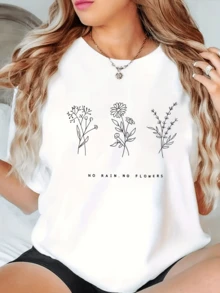 Delicate Flowers Convey A Message Of Hope And Growth, Showing That Every Challenge Nurtures Inner Beauty And Strength Of Spirit. Comfortable Casual Women's T-Shirt For Everyday Wear. - 白色 - 查看 1