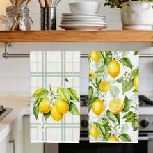 2 piezas Paños de cocina con estampado de limón, material de poliéster suave, paños de platos, adecuados para decoración de cocina, limpieza, decoración de fiesta festiva, artículos esenciales de cocina y baño, decoración del hogar, regalo de inauguración de la casa - Multicolor - Ver 5