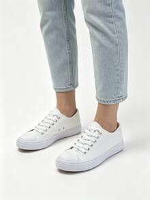 Women's Casual Canvas Sneakers - Comfortable, Breathable, Durable For Everyday Use - 白色 - 查看 1