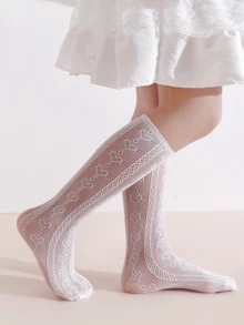 3 Pairs Girls Lace Mesh Crew Socks, White Breathable Princess Style Socks, Versatile For Daily Wear & Party - Multicolor - View 7