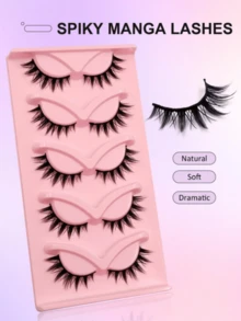 5 pares de pestañas postizas estilo anime japonés densas y puntiagudas, pestañas postizas completas de mink falso suave y natural - A - Ver 8