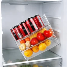 4pcs Transparent Refrigerator Storage Containers, Space Saving Kitchen Organizers, Modern Food Categorization Boxes, Suitable For Fridge Doors And Countertops, Food Contact Back To School - View 4