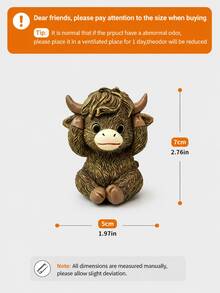 Highland Cow Resin Pot Hugger Set - Cute "See No Evil, Hear No Evil, Speak No Evil" Calf Figurines, Ideal For Plant Pot Edges, Balconies & Garden Decor. Adds Whimsical Farm Charm To Indoor And Outdoor Spaces,Garden,Outdoor Decor,Garden Stuff,Garden Statues - New Model - View 11