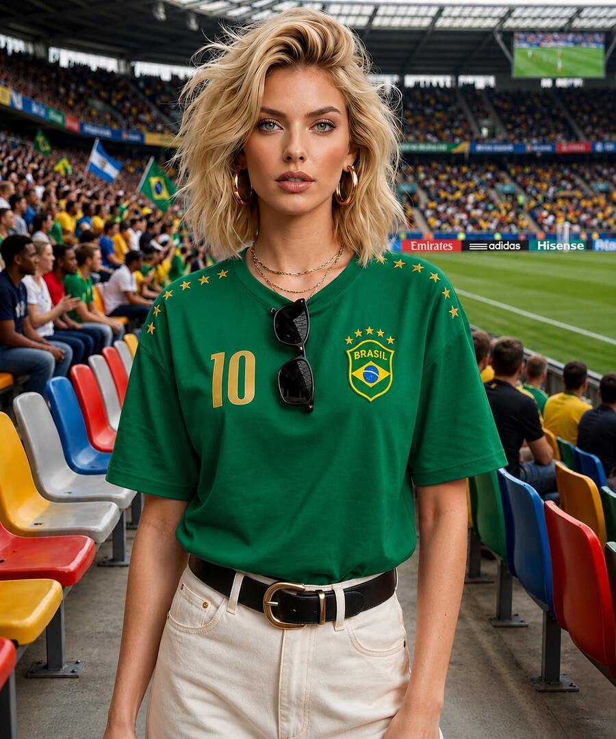 Women's Printed T-Shirt Latina 100% Premium Cotton Brazilian Do It Better Brazilian Culture Brazil Hexa World Cup Football - màu xanh lá - Xem 1